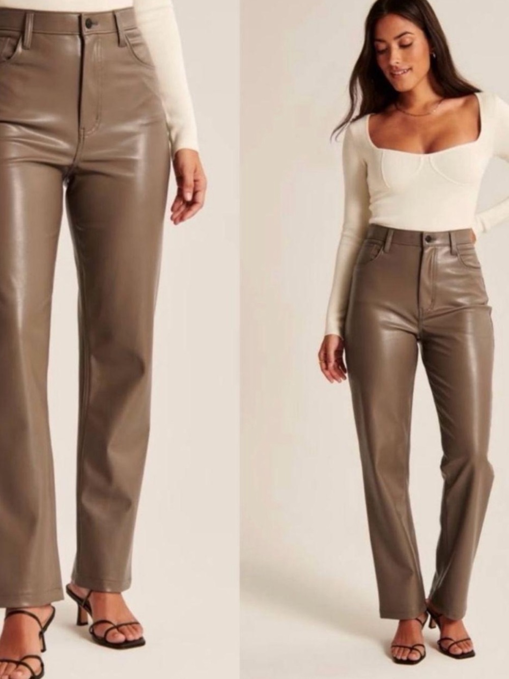 Abercrombie & Fitch 🔥 Faux Leather Pants - Taupe Brown